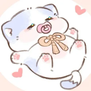 🍥 kitten, cute, pacifier, baby, kawaii, heart, chibi telegram sticker