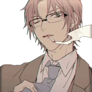 🧊 อนิเมะ, บุหรี่, สูบบุหรี่, ผู้ชาย, แว่นตา telegram sticker