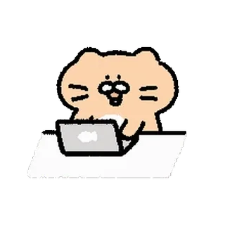 🥚 gato, portátil, trabajando, lindo, dibujos animados telegram sticker