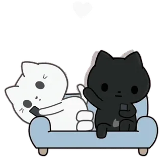 🖐 kat, kitten, bank, schattig, dier, zwarte kat, witte kat, huisdier telegram sticker