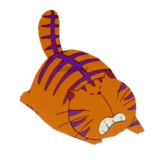 😫 猫, 漫画, 動物, 面白い, オレンジ, 紫, ペット telegram sticker