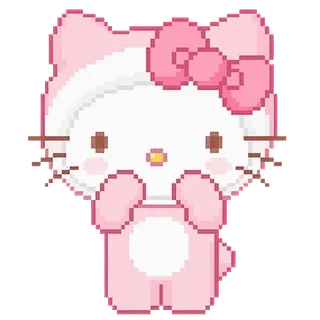 ☺️ Hello Kitty hello kitty, schattig, kawaii, cartoon, roze, pixel art whatsapp sticker