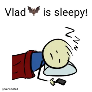 😴 Vlad Vlad 🦇 is sleepy! Vlad, buồn ngủ, con dơi, đang ngủ, hoạt hình, zzz whatsapp sticker