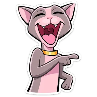 😄 แมว, ชี้, ตลก, การ์ตูน, สัตว์, มีความสุข telegram sticker