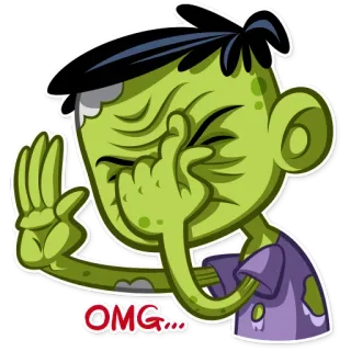 😑 OMG... zombie, cartoon, sticker, offensive, middle finger whatsapp sticker
