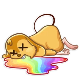 😵 cachorro, doente, arco-íris, vômito, desenho animado, animal whatsapp sticker