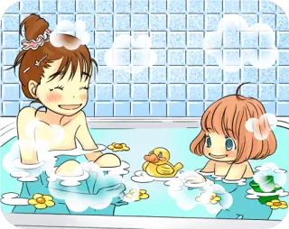 🚿 Baño, Burbuja, Lindo, Anime, Dibujos animados whatsapp sticker