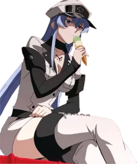 😏 Esdeath Akame ga Kill! Anime, IJs, Algemeen, Blauw haar, Vrouw telegram sticker