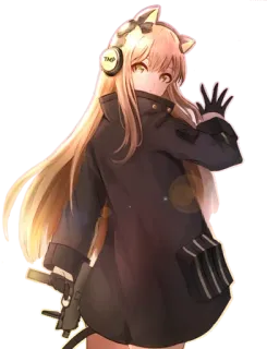 😍 anime, girl, cat ears, gun, weapon, military, tmp whatsapp sticker
