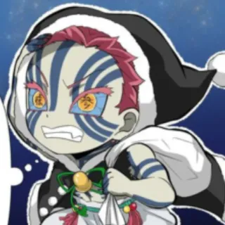 🎅 Akaza Demon Slayer Аказа, Клинок, рассекающий демонов, Аниме, Манга, Персонаж, Мультфильм, Чиби telegram sticker