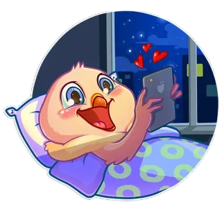 🌃 bird, phone, love, bed, cute telegram sticker