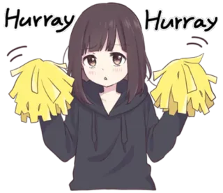 😶 Hurray Hurray Anime, Cheerleaderka, Urocza, Pompony, Szczęśliwa, Dziewczyna, Święto telegram sticker