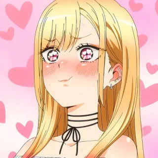 😍 Anime Mädchen, Erröten, Herzen, Süß, Blonde Haare, Anime telegram sticker