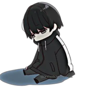 🥺 @animestickerchannel anime, sad, sitting, depressed, chibi whatsapp sticker