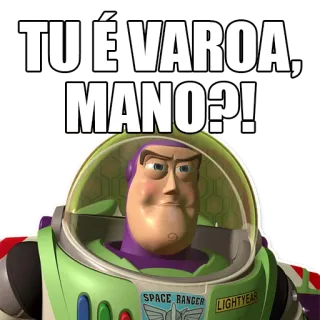 🙍‍♀️ Buzz Lightyear Toy Story TU É VAROA, MANO?! Toy Story, Buzz Lightyear, varoa, Meme, Cartone animato, Space Ranger, Mano telegram sticker