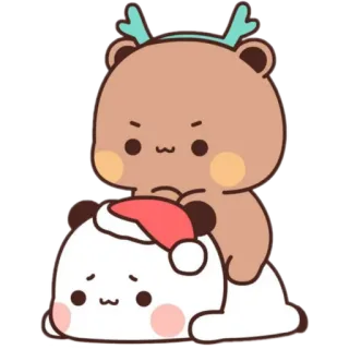 😣 หมี, แพนด้า, น่ารัก, คริสต์มาส, การ์ตูน telegram sticker