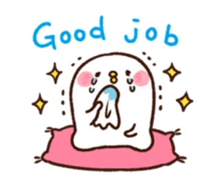 😢 Good job schattig, kawaii, goed gedaan, aanmoediging, spook, animatie telegram sticker