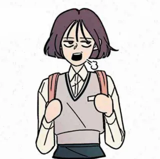 📱 Cartone animato, Scolara, Uniforme, Stanca, Annoiata, Anime telegram sticker