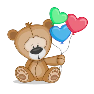 🤗 orsacchiotto, cuore, palloncini, carino, cartone animato, adesivo whatsapp sticker