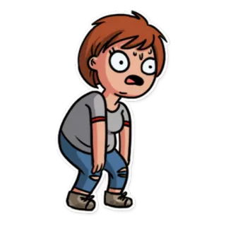 😰 Cartoon, Vrouw, Uitgeput, Moe, Gestrest, Persoon telegram sticker