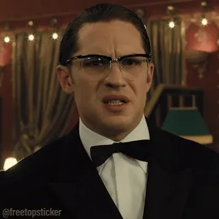 🤨 Tom Hardy, acteur, portrait, homme, noeud papillon, lunettes whatsapp sticker