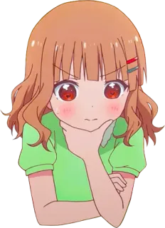🤔 Anime, Cartone animato, Ragazza, Pensierosa, Carino, Ritratto, Illustrazione telegram sticker