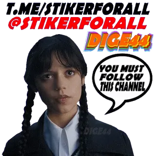 🗣 Wednesday Addams Wednesday YOU MUST FOLLOW THIS CHANNEL Série de televisão, Netflix, Wednesday, Wednesday Addams, Seguidor, Canal, Streaming telegram sticker