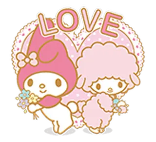 💛 My Melody LOVE sanrio, fofo, amor, kawaii, rosa, coração, personagem telegram sticker