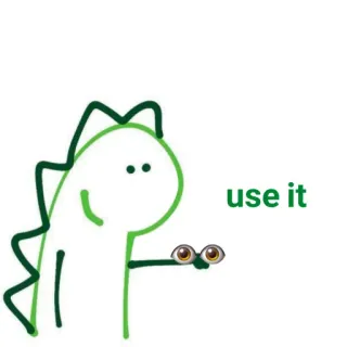 🐛 use it dinozaur, kreskówka, oczy, użyj, mem, słodki, śmieszne telegram sticker