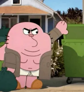 😁 Richard Watterson The Amazing World of Gumball cartoon, Richard Watterson, The Amazing World of Gumball, angry, pink, father, funny, cat whatsapp sticker