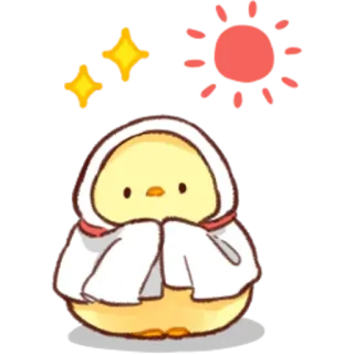 🌞 น่ารัก, ไก่, นก, สีเหลือง, การ์ตูน, คาวาอิ telegram sticker