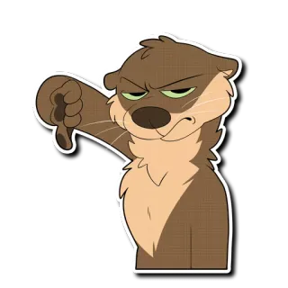 👎 otter, thumbs down, dislike, cartoon, animal telegram sticker
