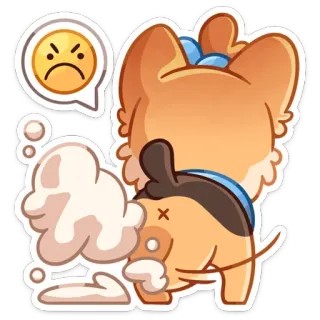 ☹ chien, pet, emoji, dessin animé, mignon, animal telegram sticker