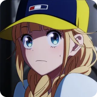 🙂 fille anime, blonde, chapeau, dessin animé whatsapp sticker