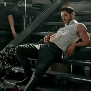 ☝ Lucifer Morningstar Lucifer Люцифер, Том Эллис, Сериал, Фэнтези, Дьявол, Мужчина telegram sticker