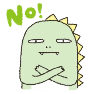 🎋 No! dinosaure, dessin animé, vert, non, négatif, illustration, monstre telegram sticker