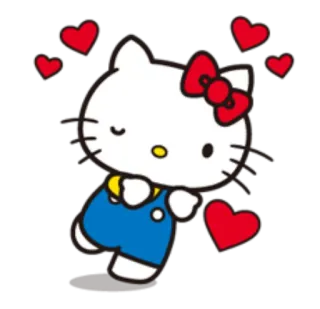 😘 Hello Kitty chat, mignon, coeurs, dessin animé, kawaii telegram sticker