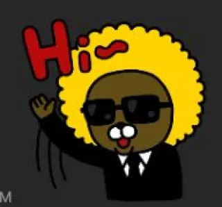 😮‍💨 Hi salut, bonjour, personnage, dessin animé, salut de la main, lunettes de soleil whatsapp sticker