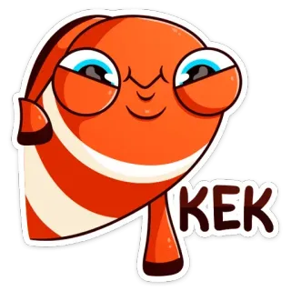 😉 KEK Fisch, Cartoon, KEK, Orange, Tier whatsapp sticker