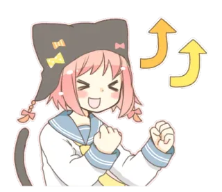 😆 anime, girl, cute, up arrow, celebration, happy whatsapp sticker