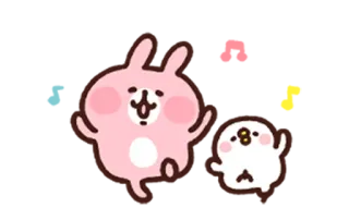 😆 кролик, цыпленок, милый, каваий, розовый, белый, животное, мультик whatsapp sticker