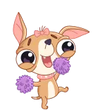 💃 Hund, Welpe, Cartoon, Cheerleader, Pompons, süß whatsapp sticker