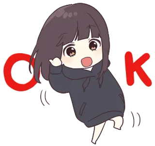🆗 OK Anime, Ok, Chica, Lindo, Gesto, Aprobación telegram sticker