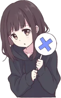 ❌ Anime, Fille, Croix, Triste, Symbole, Expression telegram sticker