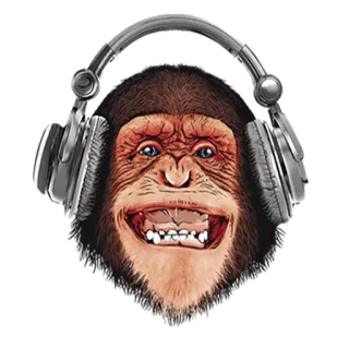 😄 monkey, headphones, music, animal, ape, cartoon telegram sticker