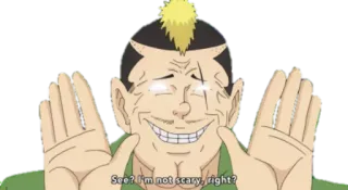 😇 See? I'm not scary, right? аниме, улыбающийся, персонаж telegram sticker