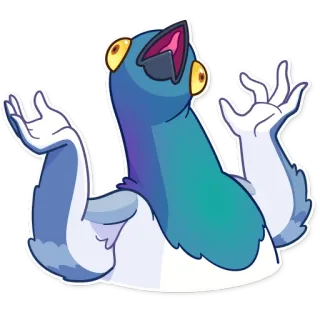 😫 นกพิราบ, นก, การ์ตูน, มีม, สัตว์, ตลก telegram sticker