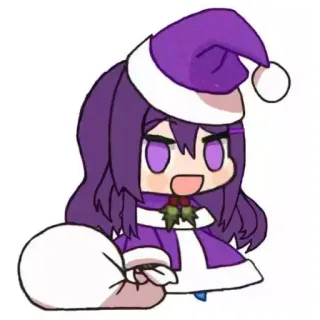 😃 Noël, Père Noël, Anime, Fille, Violet whatsapp sticker