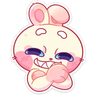 😁 うさぎ, かわいい, マンガ, 動物, 幸せ, カワイイ telegram sticker