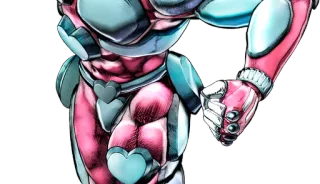 👊 animé, personnage, rose, cœur, muscle telegram sticker